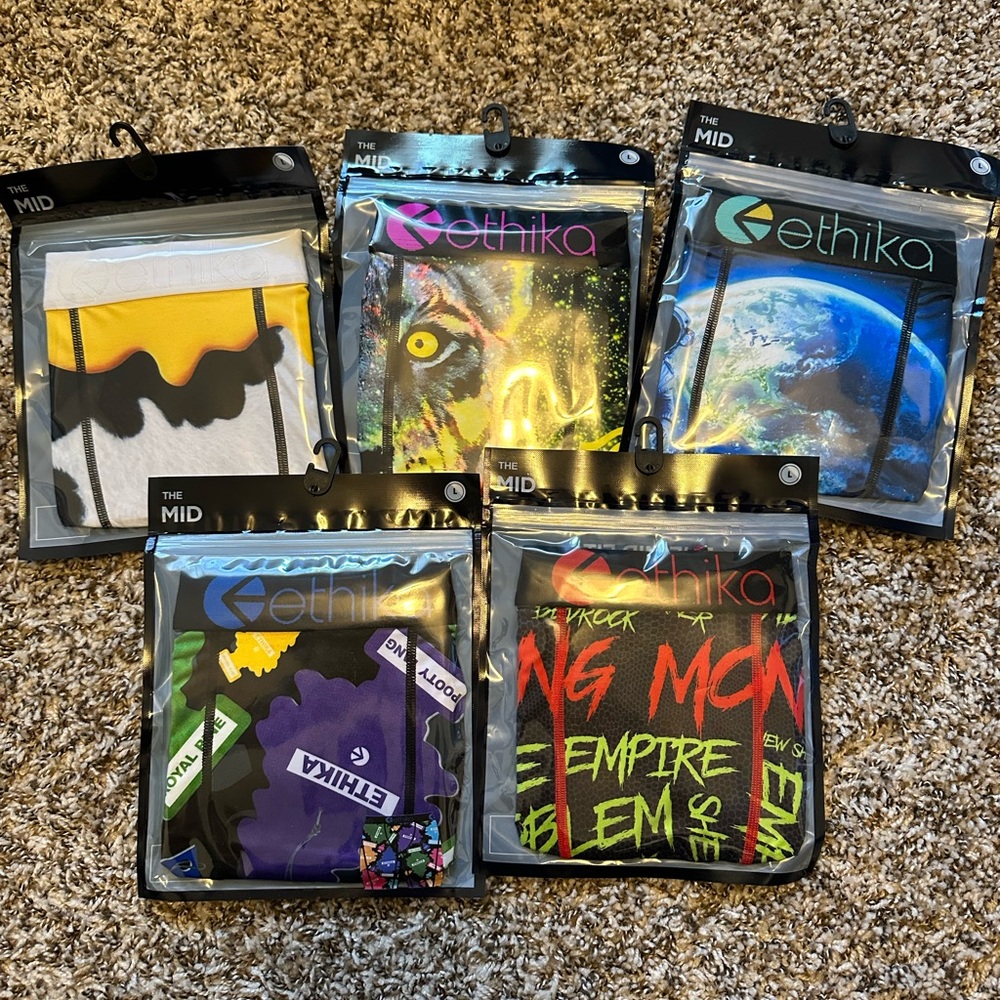 5 Pairs Ethika Mens Mid Fit - Assorted Styles